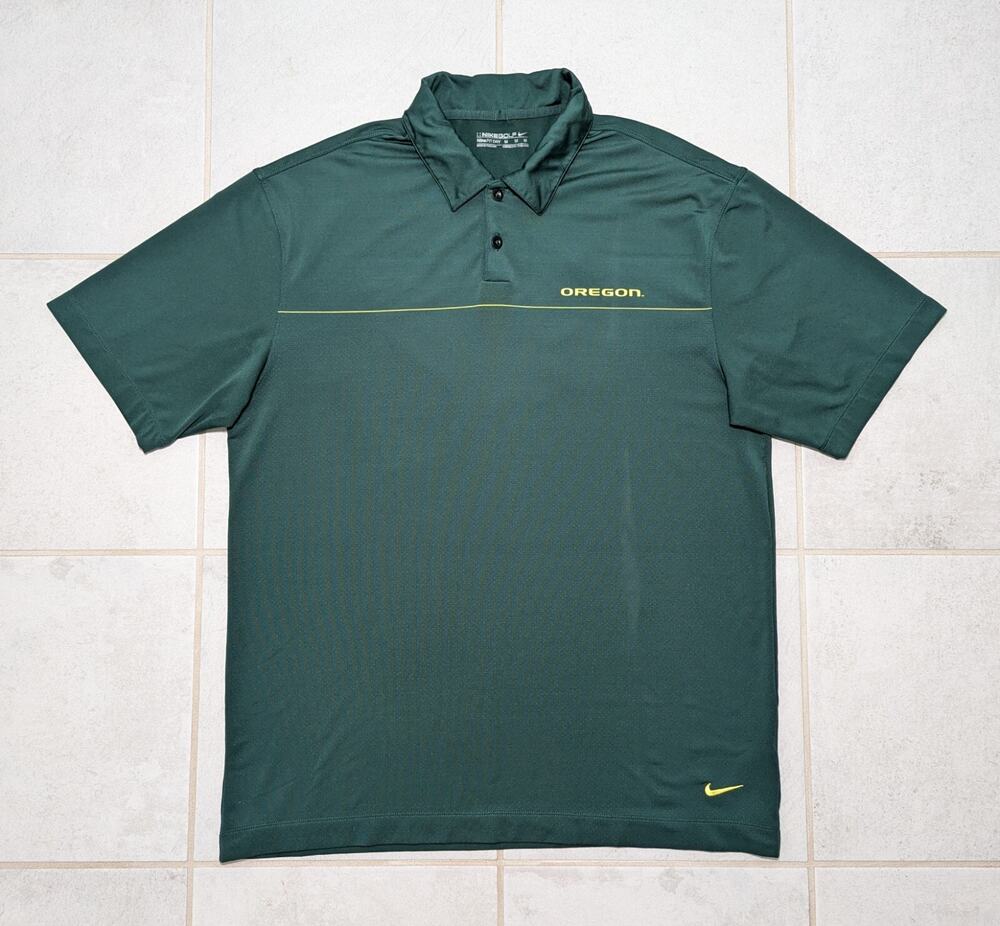 Nike Men's Medium Golf Dri-Fit Sideline Polo Shirt University Oregon Ducks Green